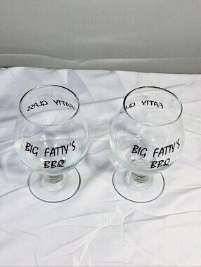 Set Of 2 "Big Fatty Bbq" Pint Size Wine/Beer/ Cocktail Glasses Vermont